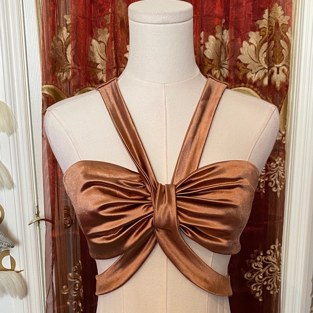 Fashion Nova Satin Cut Out Crop Top NWT